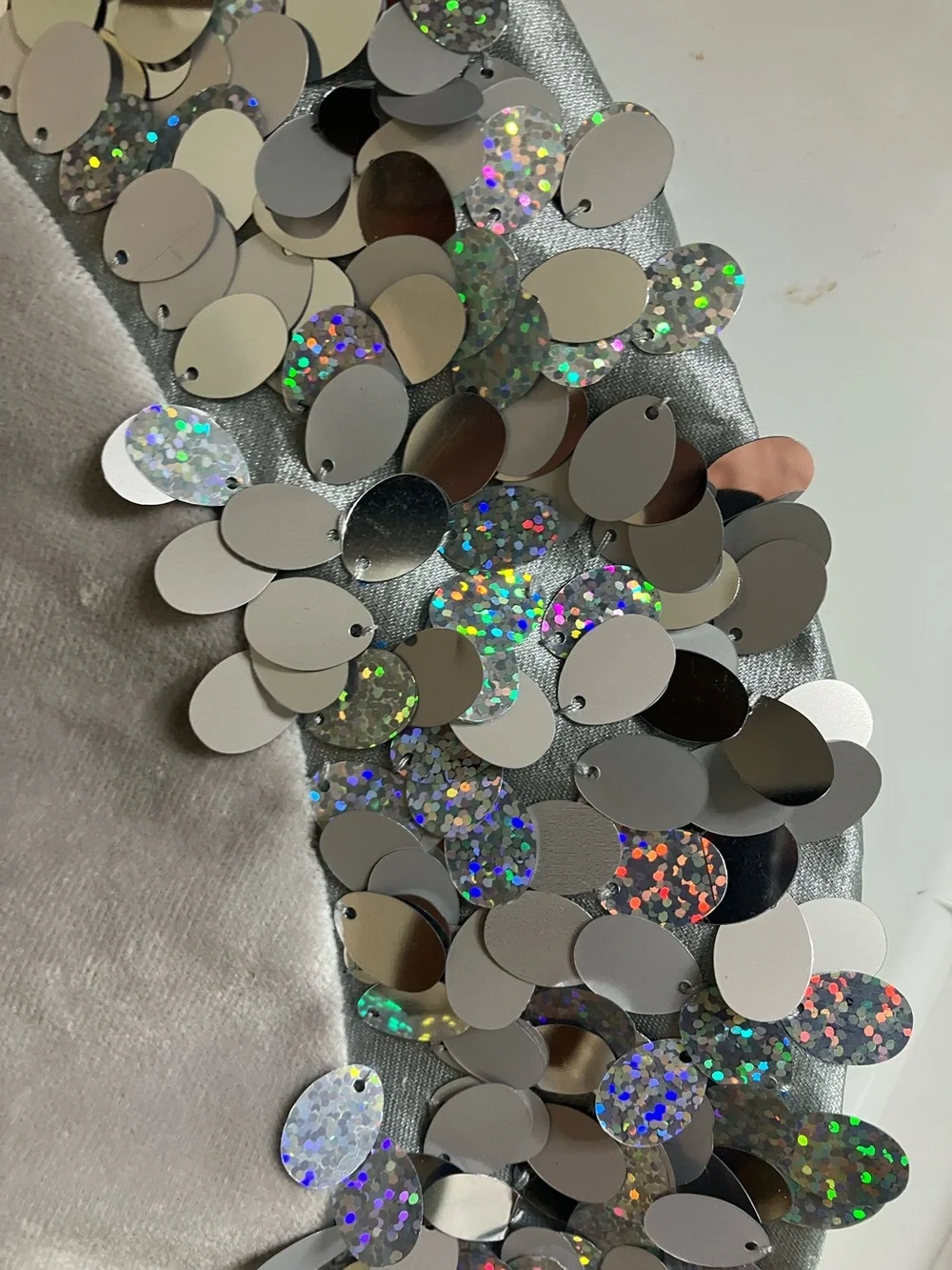 Silver Sequin mini Tree Skirt - Sparkling Holiday Decor